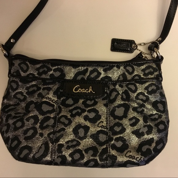 Coach Handbags - COACH LUREX Silver/Black OCELOT Crossbody - 46190